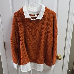 Cato Cozy Crew Neck Sweater in Vibrant Orange